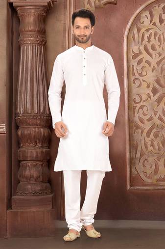 Ranak White Cotton Kurta Pajama