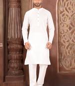 Ranak White Cotton Kurta Pajama