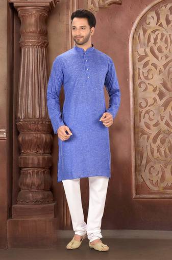 Ranak Blue Cotton Kurta Pajama