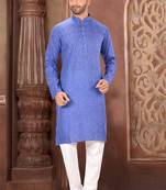 Ranak Blue Cotton Kurta Pajama
