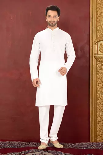 Ranak White Cotton Kurta Pajama