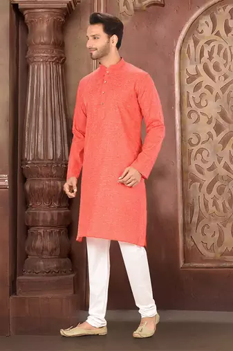 Ranak Crimson Cotton Kurta Pajama