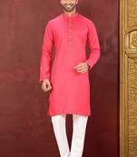 Ranak Pink Cotton Silk Kurta Pajama