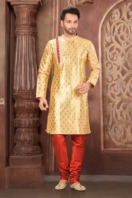 Ranak Golden Banarasi Jacquard Kurta Pajama 1
