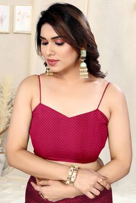 Pink Chiffon Floral/Paisley Print Saree With Unstitched Blouse Piece 5