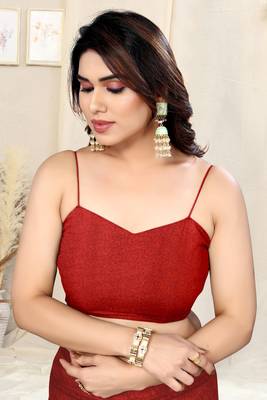 Red Chiffon Floral/Paisley Print Saree With Unstitched Blouse Piece 5