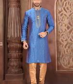 Ranak Blue Mulbary Butti Silk Kurta Pajama