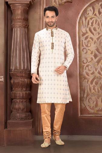 Ranak Off White Resham Tissue Jacquard Kurta Pajama