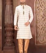 Ranak Off White Resham Tissue Jacquard Kurta Pajama