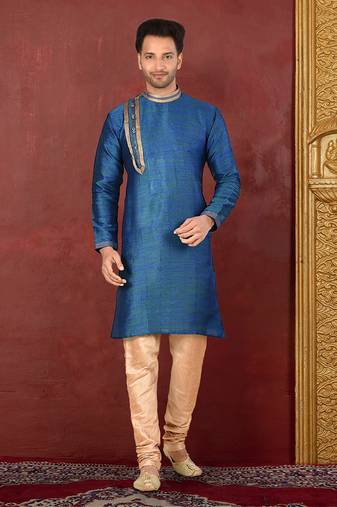Ranak Blue Silk Kurta Pajama
