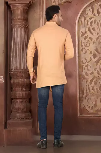 Ranak Beige Muslin Cotton Short Kurta