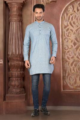 Ranak Grey Cotton Linen Short Kurta 1