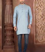 Ranak Grey Cotton Linen Short Kurta