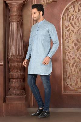 Ranak Grey Cotton Linen Short Kurta 2