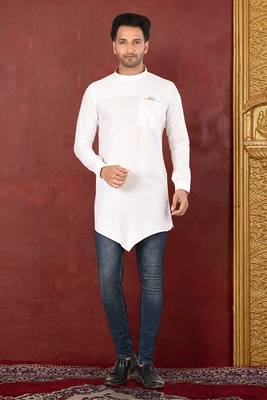 Ranak White Muslin Cotton Short Kurta 1