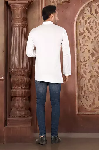 Ranak White Muslin Cotton Short Kurta
