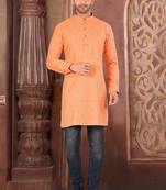 Ranak Orange Muslin Cotton Short Kurta