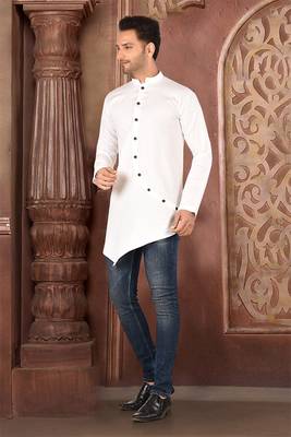 Ranak White Cotton Satin Short Kurta 2