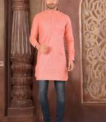 Ranak Peach COTTON LINEN Short Kurta