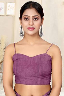 Wine chiffon floral print plain saree with unstitched blouse piece 5