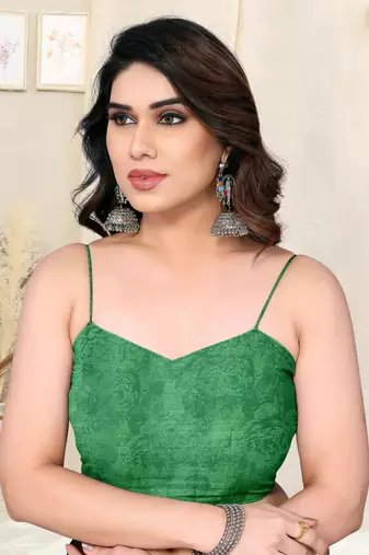 Dusty Green Chiffon Leaf/Floral Print Printed Saree With Unstitched Blouse Piece