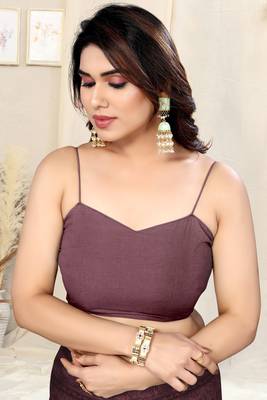 Dusty lavender chiffon leaf/floral print saree with unstitched blouse piece 5