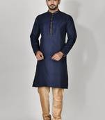 Ranak Navy Blue Art Silk Kurta Pajama