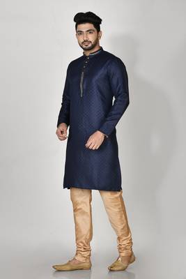 Ranak Navy Blue Art Silk Kurta Pajama 2