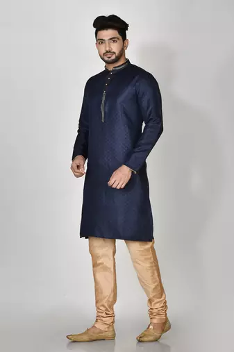 Ranak Navy Blue Art Silk Kurta Pajama