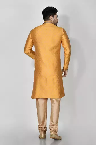 Ranak Yellow Banarasi Jacquard Kurta Pajama