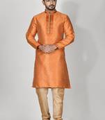 Ranak Orange Banarasi Jacquard Kurta Pajama