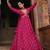 Dark pink colour jacquard silk embroidered anarkali dress