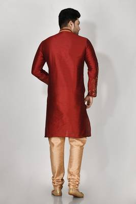 Ranak Maroon Dupion Silk Kurta Pajama 3
