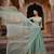 Turquoise colour jacquard silk embroidered anarkali dress