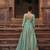 Turquoise colour jacquard silk embroidered anarkali dress