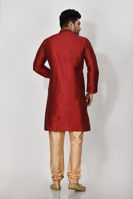 Ranak Maroon Dupion Silk Kurta Pajama 3