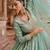 Turquoise colour jacquard silk embroidered anarkali dress