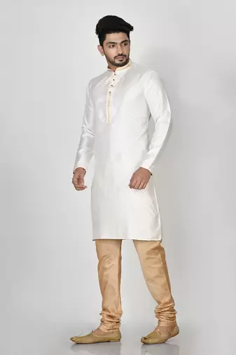 Ranak White Art Silk Kurta Pajama
