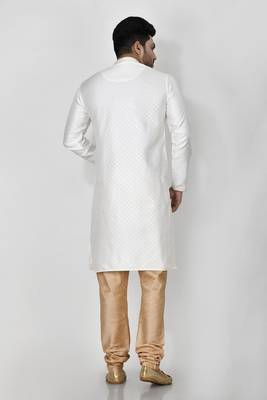 Ranak White Art Silk Kurta Pajama 3