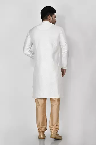Ranak White Art Silk Kurta Pajama