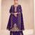 Dark violet premium silk embroidered palazzo dress