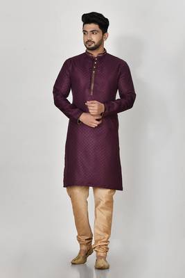Ranak Wine Art Silk Kurta Pajama 1
