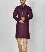 Ranak Wine Art Silk Kurta Pajama