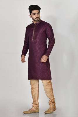 Ranak Wine Art Silk Kurta Pajama 2
