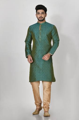 Ranak Rama Green Art Silk Kurta Pajama