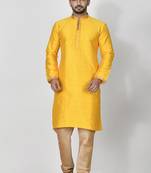 Ranak Yellow Art Silk Kurta Pajama