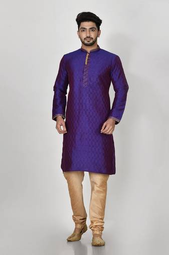 Ranak Purple Art Silk Kurta Pajama
