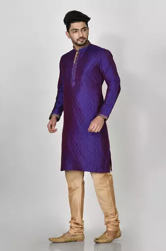 Ranak Purple Art Silk Kurta Pajama