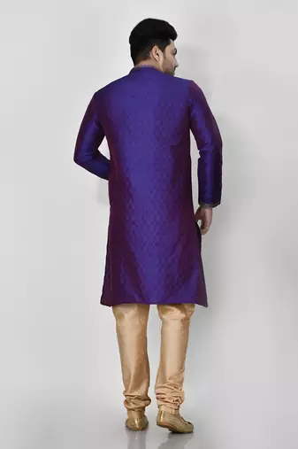 Ranak Purple Art Silk Kurta Pajama