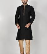Ranak Black Art Silk Kurta Pajama